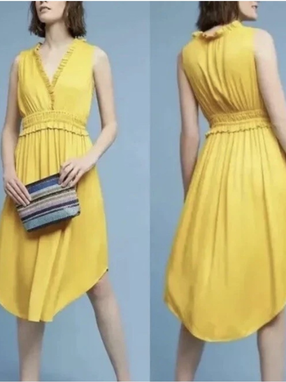 Anthropologie Maeve Women's La Habana Midi Summer Dress X-Large Sunshine Yellow